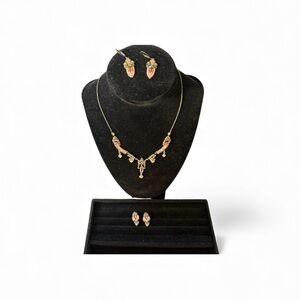 AYLA BAR Handcrafted Pink, Purple & Green Necklace And 2 Sets Earrings